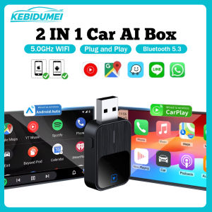 KEBIDUMEI 2IN1 Wired To Wireless Mini Carplay Car AI Box WiFi Smart Dongle Fast Connection Plug & Play Android Auto Mini Adapter