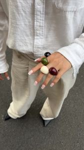 Ingemark 4 Colors Boho Kpop Resin Acrylic Irregular Finger Rings for Women 2025 New Trend Vintage Knuckle Rings Y2K Jewelry Gift