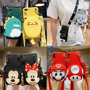 Coin Purse for Apple 13 Phone Case Iphone12promax New Arrival SE2 Female 11 Cartoon X Male XR Drop-Resistant Xs Bracket Pro Tide Xsmax Lanyard Mini Female 7 Shell 6S Set 8Plus