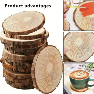 【XZxinzhan】10Pcs 7.5-11cm Thick Unfinished Natural Wood Slices Craft Wood kit Circles Crafts Christmas Ornaments DIY Crafts For Wedding Party With Bark Heat Insulated Coaster 