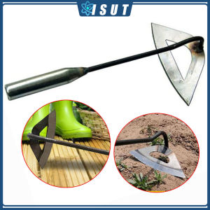 Durable Steel Hardened Hollow Hoe Multifunctional Triangular Arc Hand-Hold Gardening Shovel Weeding Rake Planting Vegetables Farm Weeding Rake Digging Hoe