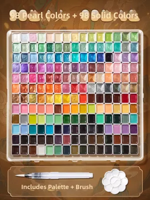 MINGZHUO | Iridescent Opaque Portable Watercolor Set 98 Colors
