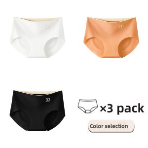 miiow | MiiOW Womens Ice Silk Antibacterial Triangle Panties Seamless Mid-Waist Butt Lifting Comfortable Underwear Summer New Arrival