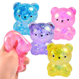 Fidget Bear Toy Squishys Glitter Gummy Bear Small Cute Animal Anti Stress Fidget Splat Decompressions Vent Squeeze Toys
