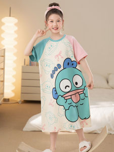 QIANSHUIMILU | Cotton Short Sleeve Thin Childrens Nightgown