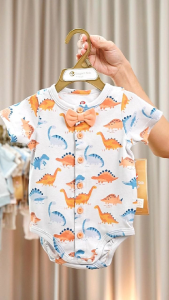 Elegant Kids ชุดเด็กผู้ชาย 0-12 เดือน บอดี้สูทสั้น กระดุมหน้า HappyDinosaur Collection | Babytrend