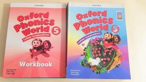 Oxford Phonics World Books Level 1-5 : Set of 5 Textbooks + 5 Workbooks Lettter Sounds Long Vowels Consonant Blends Spelling Game English Learning Materials for Kids Language Development Grammer Education Childrens Books