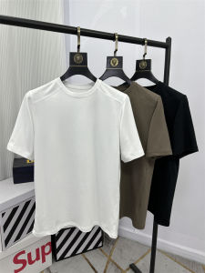 Fashionable Casual Mens Short Sleeve T-Shirt Silk Cotton Loose Fit Urban Style Breathable Summer Top in Pure Color