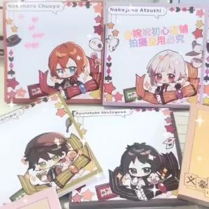5Pieces Anime Bungou Stray Dogs Memo Pad Sticky Notes Pad Dazai Osamu Nakajima Atsushi Nakahara Chuuya Edogawa Ranpo Akutagawa Ryuunosuke Stationery Stickers Gift