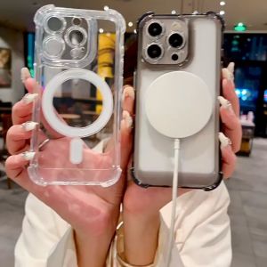 GADGET FUSION transparent silicone protective case for iPhone 11 13 12 14 15 16 Pro MAX 7 8 Plus XR XS MAX 7Plus 8Plus SE four-corner anti-fall magnetic mobile phone case