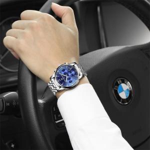 Ruizhiyuan Watch Mens Sports Quartz Non-Mechanical Waterproof Fashion Belt Luminous Refined Steel Belt Mens Watch Wrist Watch