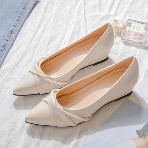 Fashionable mid Heel Single Shoes for Women Spring Autumn Winter Seasonal Wear Comfortable Slip-On Pointed Toe Flat Heel Design