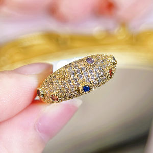 เลื่อมขายดีของผู้หญิงปรับได้แหวนชุบทองเต็มรูปแบบสีเล็กๆหลายสี AAA พลอยสังเคราะห์เซอร์โคเนียอินเทรนด์เปิดข้อมือ SR160แหวนประดับ