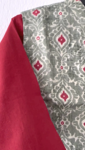 Grey floral design jacket with red plain boys kurta set-readystock in SG-Boys ethnic wear