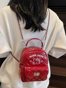 Fashionable Mini Red Double Shoulder Backpack Womens 2025 New Trend Small Fragrance Style Hiking Bag Stylish Best Selling Backpack