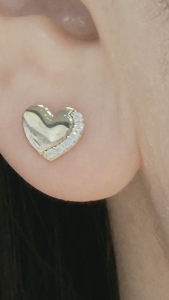THE GLORIA Romantic Half Pave Heart Simulated Diamond Studs S925 Silver Needle Jewelry Gift Fashion Accessories Jewellery Earrings