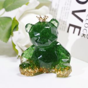 Natural Healing Crystal 6cm Crown Bear Statue Cute Crystal and Resin Bear Animal Figurine Pocket Sculpturebear Ornaments Home Office Room Desk Decor Gifts for Women Men