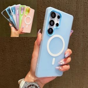 Luxury Candy Color 2 IN 1 Phone Case For Samsung Galaxy S22 S23 S24 S25 FE Edge Plus Ultra Frost Magnetic Soft Cover Casing