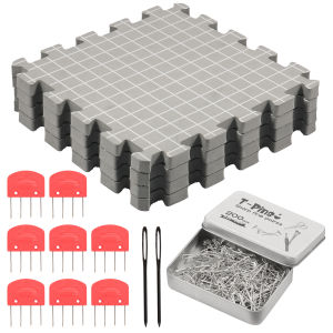 Foam Thick Blocking Boards Kit with Grids Blocking Mat and T-Pins Easy to Install Handmade Knitting And Crochet Accessories