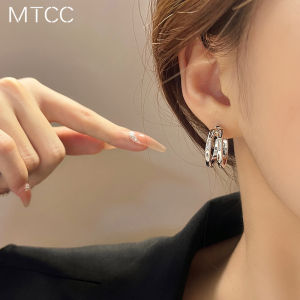 S925 Silver Needle Hong Kong Style Double Arch Circle Earrings Minimalist Design Womens Fashionable Round Ear Studs