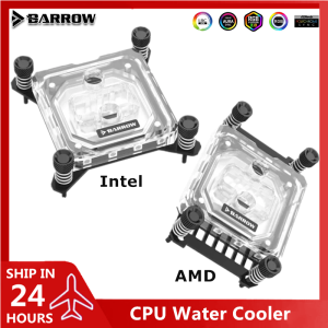 Barrow CPU Water Block For Intel Lga1700/1200/115X / AMD AM4 AM5 Acrylic Microcutting Microwaterway Watercooler 5V ARGB Black