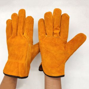 Men Work Gloves Soft Cowhide Driver Hunting Driving Farm Garden Welding Security Protection Safety Mechanic Glove