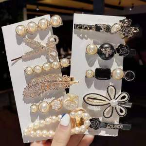 Trendy Pearl Hair Clips Side Bangs Hair Grips Womens Fashion Hair Accessories Bun Hairpins Korean Style Alloy Hairclips