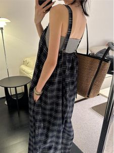 กางเกงขายาวทรงหลวมสไตล์เกาหลีสำหรับผู้หญิงในฤดูร้อน กระโปรงทรงเอ ลายสก็อต ทรงเข้ารูป ทรงหลวม ทรงเข้ารูป ทรงเข้ารูป