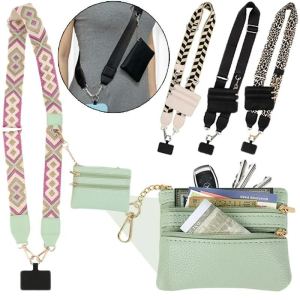 Adjustable Phone Strap with Zippered Pouch Anti-lost Cellphone Lanyard Crossbody with Stroage Bag Accessories Cord Hang Lanyard