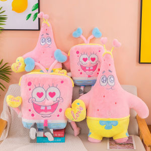 YF SpongeBob SquarePants Patrick Star Plushie Cute Pink Heart Eyes Stuffed Toy Soft Throw Pillow FY