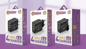 PKB QC3.0 Fast Charging Adapter 4 Port USB Quick Charger Adapter Travel Phone Charger UK Plug Universal