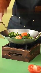 OFM-C1212 Wajan Penggorengan Stainless Steel Tebal Kuat Gagang Gold Anti Lengket / Katel Cekung