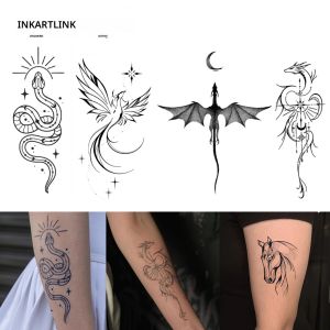 รอยสักชั่วคราวลายสัตว์ที่เรียบง่าย ยาวนานถึง 15 วันเทคโนโลยีใหม่เมจิกกันน้ําสติกเกอร์กึ่งถาวร