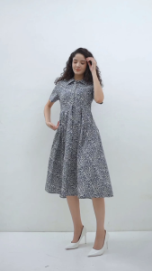 Urban Exchange Stefany Midi Dress Cream Navy - Summer Midi Dress Floral