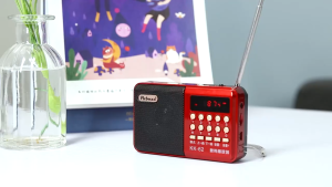 D5 Senior-Friendly Portable Radio Bluetooth Speaker Red 800mAh Long Battery Life FM TF Card U Disk Music Player Outdoor Compact Design蓝牙收音机