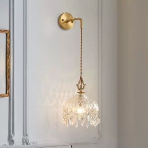 YEBMLP French Retro Glass Wall Light Living Room LED Luxury Decorative Lights Bedside Lamp Bar Restaurant Wall Lamp Porch Lights