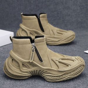 Retro Tieless Mens Sports Shoes Winter Outdoor Travel Mountain Climbing Anti-slip Coconut Trendy Shoes Comfortable Casual Footwear