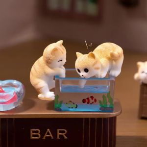 10PCS Miniature Cat and Fishbowl Figurines Cute Cat Micro Landscape Accessories for Dollhouse DIY Decoration Ornaments