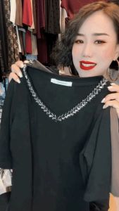 Stylish Beaded Short-Sleeved T-shirt Bottoming Shirt for Women New Arrival Fashionable Stylish Slimming and Simple Easiest for Match V Neck Black Tops