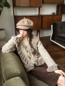 NIHAOKANONG | Áo Cardigan Cúc Sừng Có Rút Dây