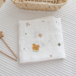 Khăn Quấn Sơ Sinh Bằng Vải Muslin Cotton Tre Mềm Mại Dùng Làm Chăn Hè Khăn Phủ Xe Đẩy Họa Tiết Hoạt Hình Dành Cho Bé Từ 0-1 Tuổi