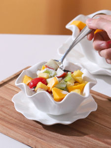 Popular Dessert Bowl Ceramic Silver Ear Soup Bowl Hong Kong Style Birds Nest Salad Fruit Bowl Commercial Use