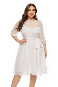 plus Size Lace Chiffon Formal Evening Party Dresses Women Fashionable Elegant Gowns