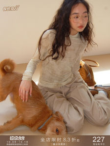 Popcio Womens Printed Long Sleeve T-Shirt Mesh Base Shirt Half High Collar Slim Fit Outerwear Spring Fashion Design Sensation