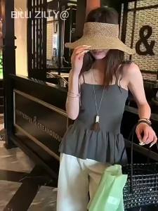 BILLI ZILLY | Mũ rơm đan tay thoáng khí mùa hè cho nữ có viền lớn che nắng có thể gập lại chống nắng kiểu dáng rộng rãi phong cách thường ngày