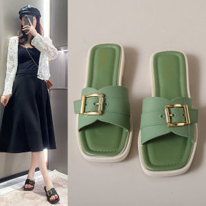 Fashionable Flat Bottom Womens Sandals Summer Outdoor Wear Anti-Slip Beach Sandals Korean Style Small Fragrance Style with Buckle