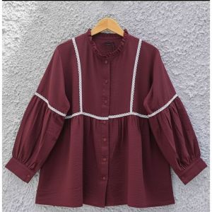 Blouse Serina Atasan Wanita Motif Renda Kemeja Kekinian Korean Style