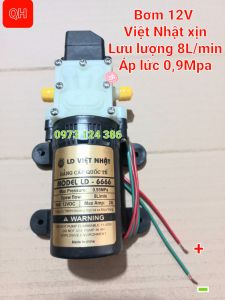 Máy bơm tăng áp mini 12v Máy bơm phun sương 12vtưới cây cảnh phun thuoc ( cần tút inox dài 1m )