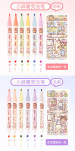 XiaoMashu Fluorescent Pen Student Marking Pen Dual-Head Cute Travel Journaling Pen Colorful Traditional Chinese Style