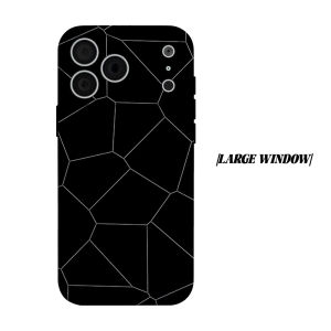 Black Geo Line Phone Case for iPhone 18 17 16 15 14 13 12 11 Air Pro Max Plus Double-layer Cover